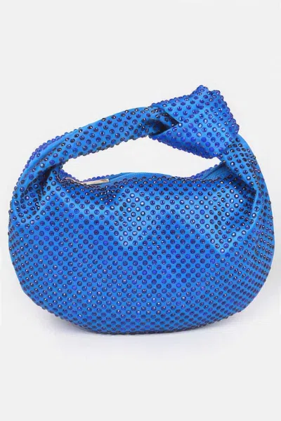 Fashnzfab Hotfix Rhinestone Clutch In Blue