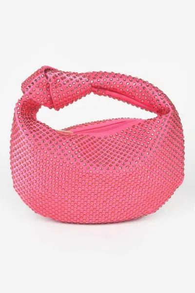 Fashnzfab Hotfix Rhinestone Clutch In Pink