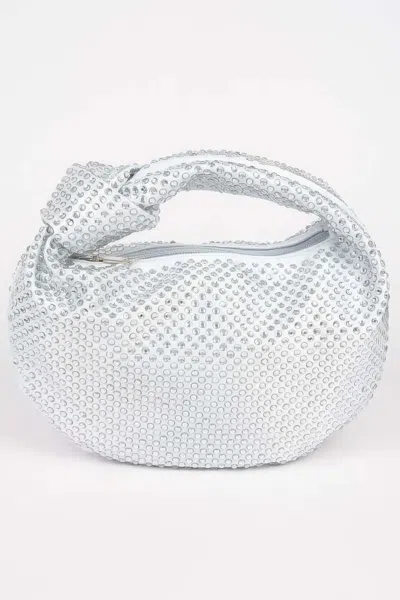 Fashnzfab Hotfix Rhinestone Clutch In Silver
