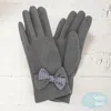 Fashnzfab Houndstooth Bow Smart Gloves In Gray
