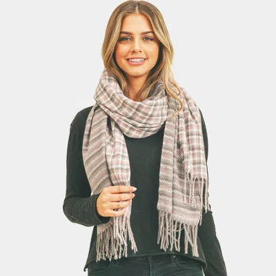 Fashnzfab Houndstooth Chevron Two Patterns Scarf In Gray