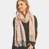 Fashnzfab Houndstooth Chevron Two Patterns Scarf In Pink