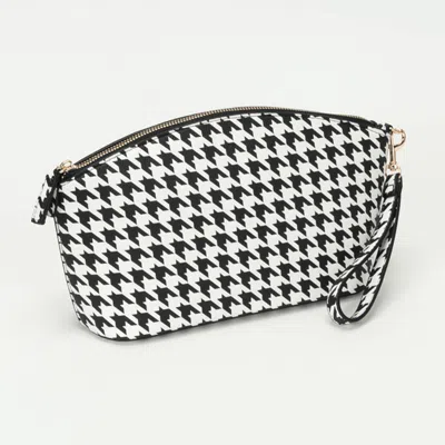Fashnzfab Houndstooth Faux Leather The Make Up Bag Message Pouch Bag Beauty Organizer Bag In Purple