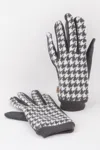 Fashnzfab Houndstooth Gloves In Grey