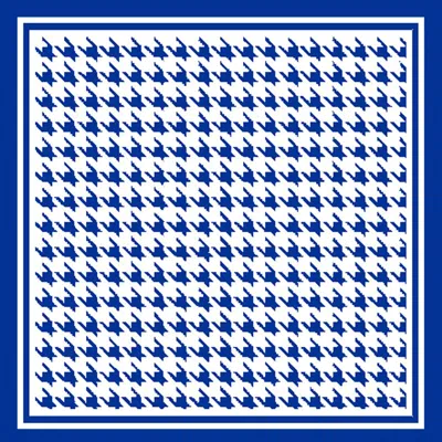 Fashnzfab Houndstooth Pattern Printed Square Silky Satin Scarf Shawl In Blue