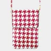 Fashnzfab Houndstooth Pattern Touch View Cell Phone Cross Bag In White