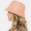 Fashnzfab Houndstooth Patterned Bucket Hat In Beige