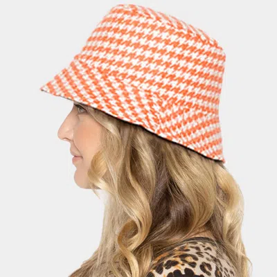 Fashnzfab Houndstooth Patterned Bucket Hat In Beige