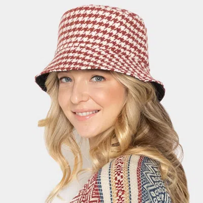 Fashnzfab Houndstooth Patterned Bucket Hat In White