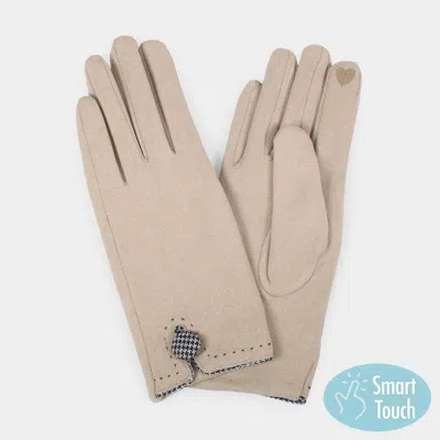 Fashnzfab Houndstooth Patterned Button Touch Smart Gloves In Brown