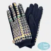 Fashnzfab Houndstooth Patterned Smart Gloves In Gray