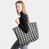 Fashnzfab Houndstooth Patterned Tote Bag In Black