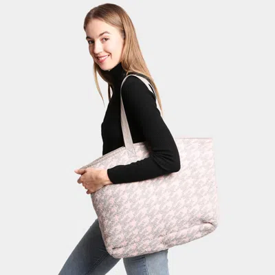 Fashnzfab Houndstooth Patterned Tote Bag In Pink