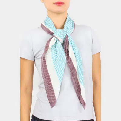 Fashnzfab Houndstooth Print Pleated Scarf In Green