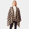 Fashnzfab Houndstooth Printed Ruana Poncho In Neutral