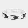 Fashnzfab Houndstooth Stretch Bracelet Black, Silver In Metallic