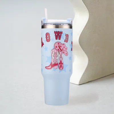 Fashnzfab Howdy Cowboy Boots Printed 40oz Stainless Steel Tumbler With Handle