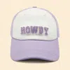 Fashnzfab Howdy Message Mesh Back Baseball Cap In Purple