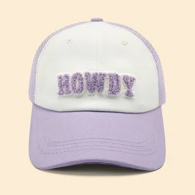 Fashnzfab Howdy Message Mesh Back Baseball Cap In Purple