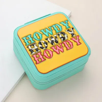 Fashnzfab Howdy Message Printed Faux Leather Portable Square Jewelry Box In Multi