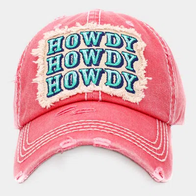 Fashnzfab Howdy Message Vintage Baseball Cap In Pink