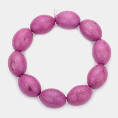 Fashnzfab Howlite Stone Pebble Stretch Bracelet Light, Purple In Multi