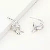 Fashnzfab Huggie Hoop Metal Lightning Bolt Dangle Earrings In Metallic