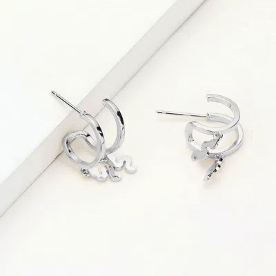 Fashnzfab Huggie Hoop Metal Snake Dangle Earrings In Metallic