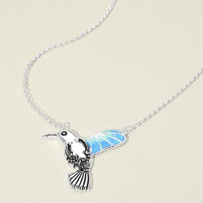 Fashnzfab Hummingbird Charm Pendant Necklace In Metallic