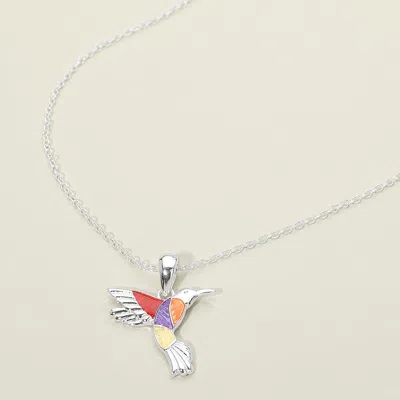 Fashnzfab Hummingbird Charm Pendant Necklace In Pink