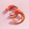 Fashnzfab Hypoallergenic Enamel Spiral Hoop Earrings - Orange In Orange