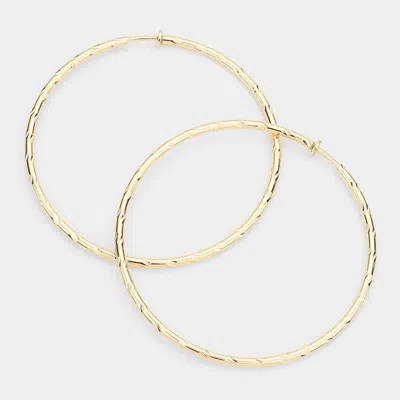 Fashnzfab Hypoallergenic Textured Metal Clip On Hoop Earrings In Gold