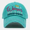 Fashnzfab I Am A Woman What's Your Superpower? Message Vintage Baseball Cap In Blue