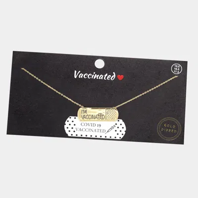 Fashnzfab I Am Vaccinated Gold Dipped Bandage Message Pendant Necklace
