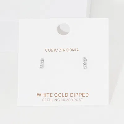 Fashnzfab -i- Cubic Zirconia Initial Monogram Stud Earrings In Silver