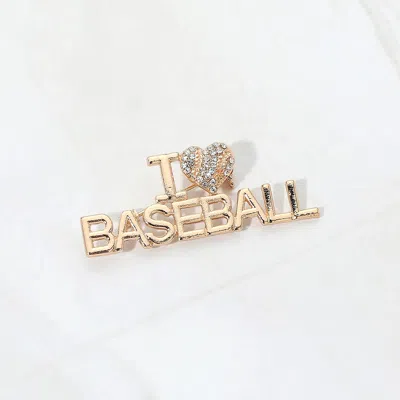 Fashnzfab I Love Baseball Pin Brooch In Gold