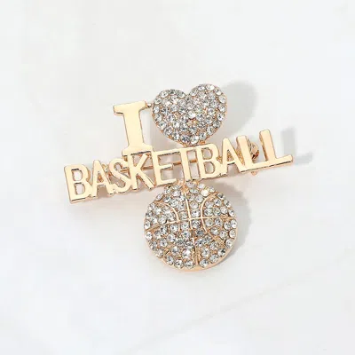 Fashnzfab I Love Basket Ball Pin Brooch In Silver