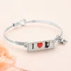Fashnzfab I Love Cat Charm Message Hook Bracelet Antique Silver In Multi