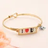 Fashnzfab I Love Dog Charm Message Hook Bracelet Two Tone In Gold