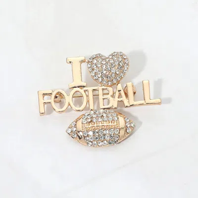 Fashnzfab I Love Football Pin Brooch In Red