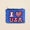 Fashnzfab I Love Usa Message Seed Beaded Mini Pouch Bag In Multi