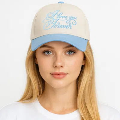 Fashnzfab I Love You Forever Message Embroidered Five Panel Canvas Baseball Cap In Blue
