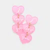 Fashnzfab I Love You Message Triple Resin Heart Link Dangle Earrings In Pink