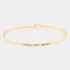 Fashnzfab I Love You More Thin Metal Hook Bracelet Gold In Gold