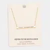 Fashnzfab 'i Love You To The...' Horizontal Metal Bar Pendant Necklace In Gold