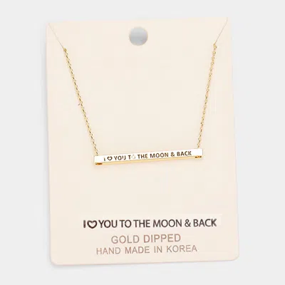 Fashnzfab 'i Love You To The...' Horizontal Metal Bar Pendant Necklace In Gold