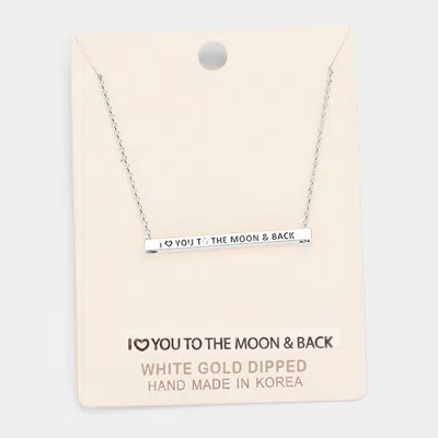 Fashnzfab 'i Love You To The...' Horizontal Metal Bar Pendant Necklace In Silver