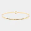 Fashnzfab I Love You To The Moon & Back Message Thin Brass Metal Hook Bracelet Gold In Gold