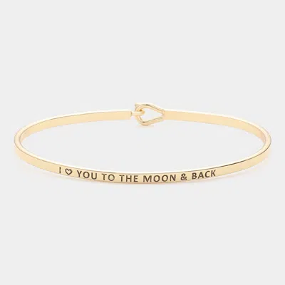 Fashnzfab I Love You To The Moon & Back Message Thin Brass Metal Hook Bracelet Gold