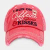 Fashnzfab I Run On Caffeine And Kisses Vintage Baseball Cap In Pink